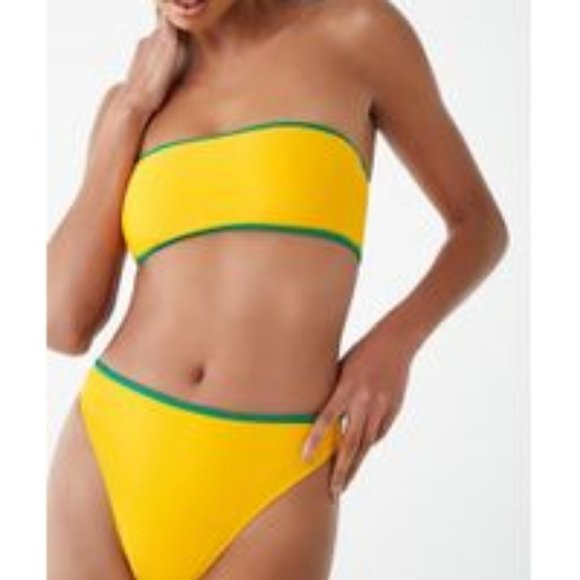Forever 21 Other - New yellow bikini tube top + high-waisted bottom